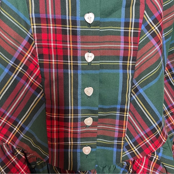 BURU plaid puff sleeve heart buttons - S - Picture 7 of 10